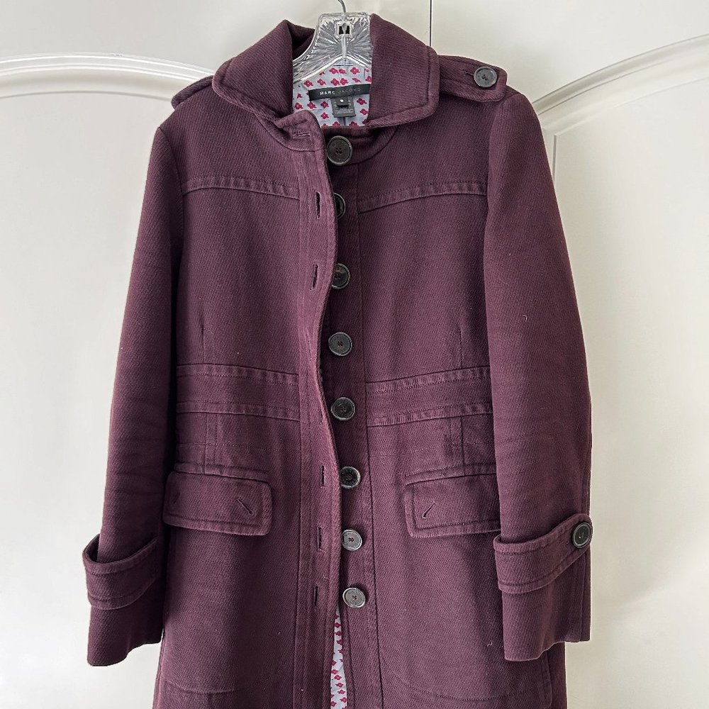 Marc Jacobs Long Pea Coat, Eggplant